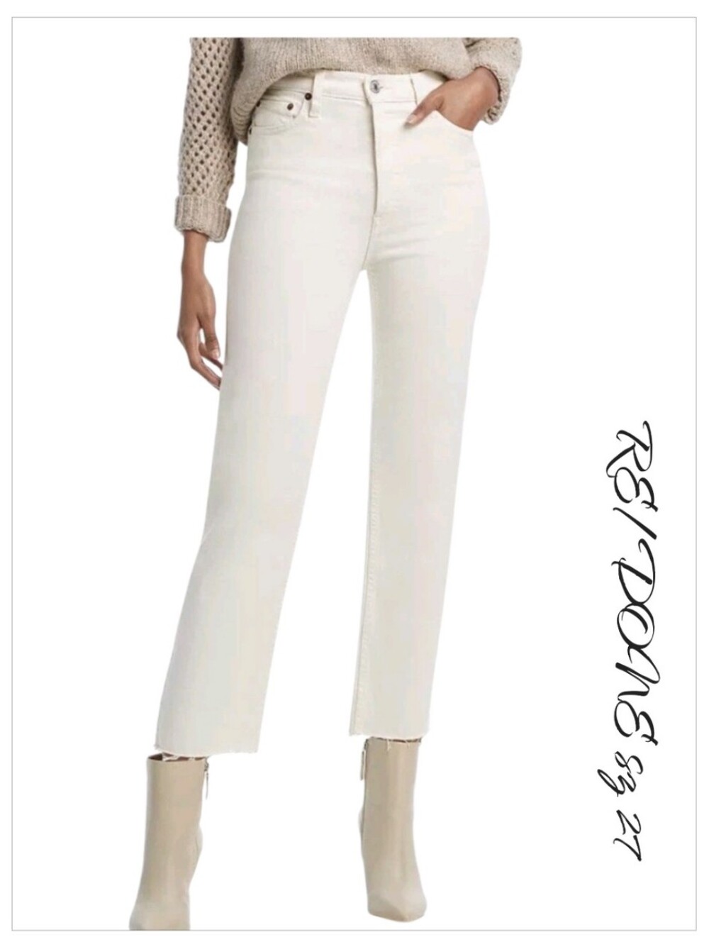 RE/DONE 70s Stove Pipe High Rise Straight Jeans Vintage White 27